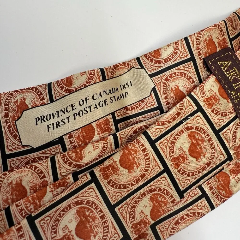 Museum Artifacts Province Of Canada 1851 First Postage Stamp 100% Silk Neck Tie